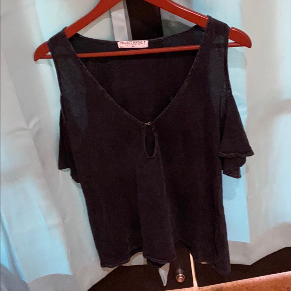 Off shoulder flowy black top